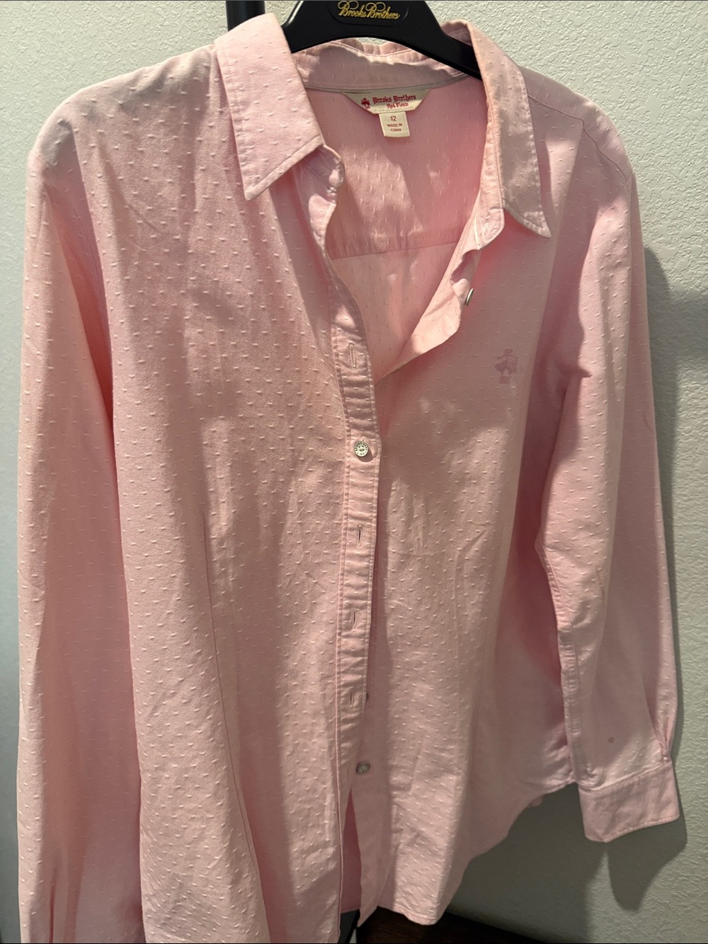 Brooks Brothers Light Pink Dot Textured Button-Down Shirt